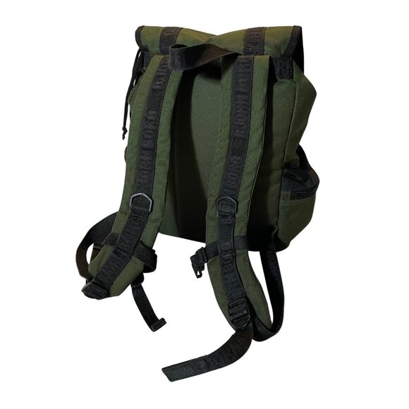 Retro Bjorn Borg Dark Green & Black Canvas Backpack With Striped Design and Pock - Picture 4 of 14